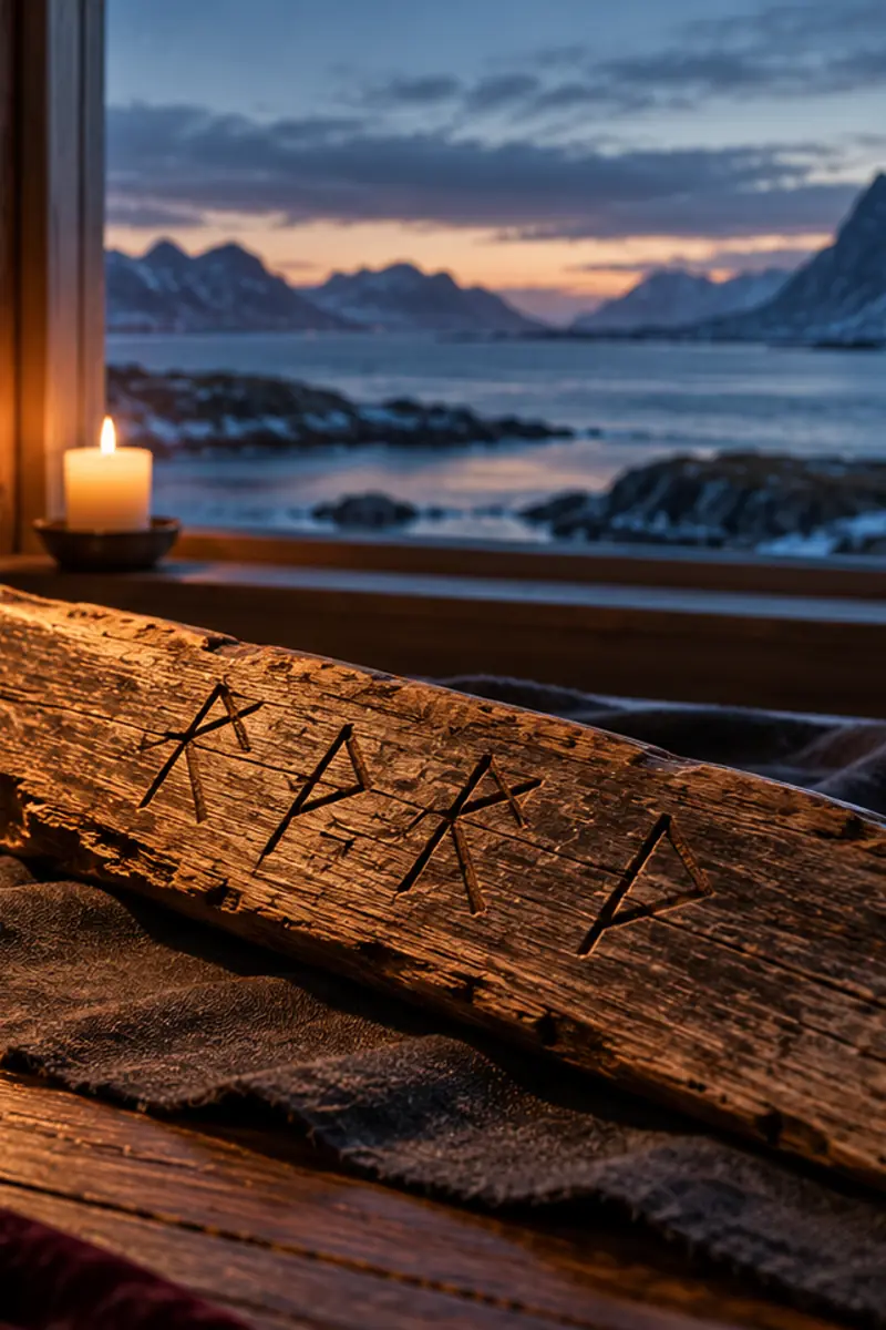 Particolare verticale di un legno inciso, in una ricostruzione artistica originale.